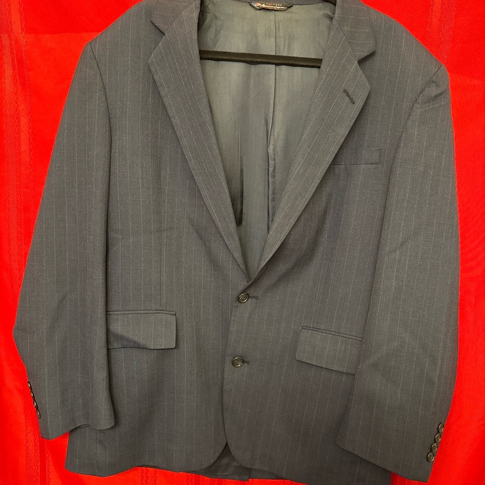 Vintage Gray Pinstripe American Craftsmen Suit Jacket 100% Worsted Wool
